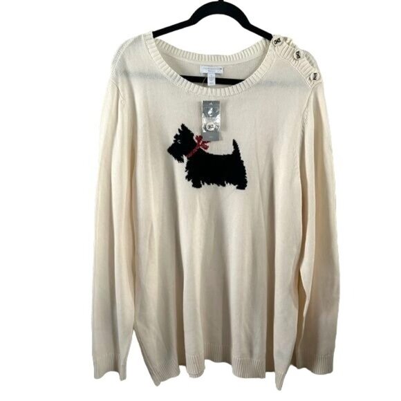 Charter Club Scottie Dog Long Sleeve Sweater, Sz 3X - Picture 1 of 15